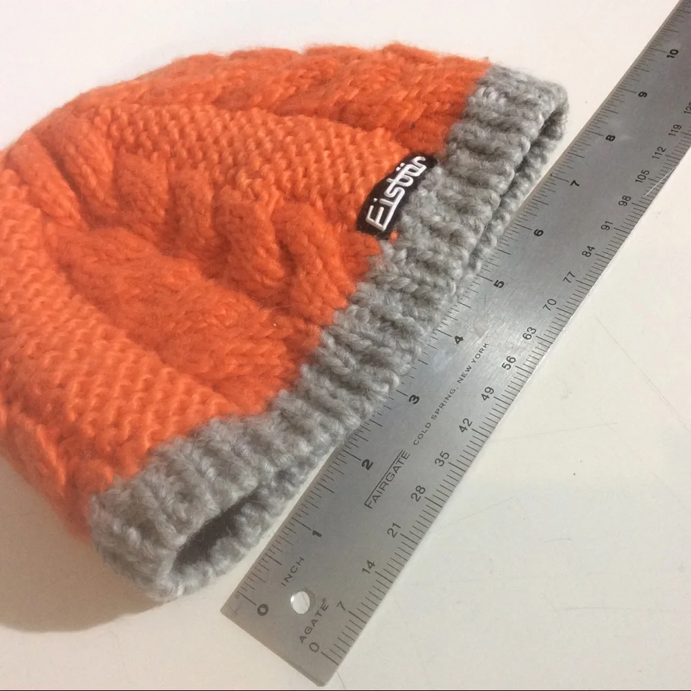 Eisbär Orange Knit Hat Austria Alpine Skiing Ski Winter Beanie Skull Cap *NO TAG - Picture 3 of 6